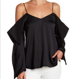 Drapey sleeve cold shoulder blouse